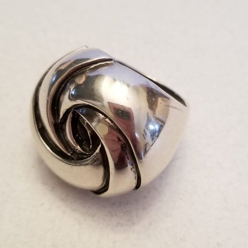 Solid 925 Sterling Silver Rounded Dome Spiral Rin… - image 5